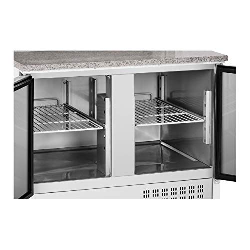 Royal Catering Bajomostrador refrigerado RCKT-136/70-6 (379 L, 2-10°C, Termostato digital, Compresor de 306 W, Encimera de granito, 3 puertas, Acero inoxidable)