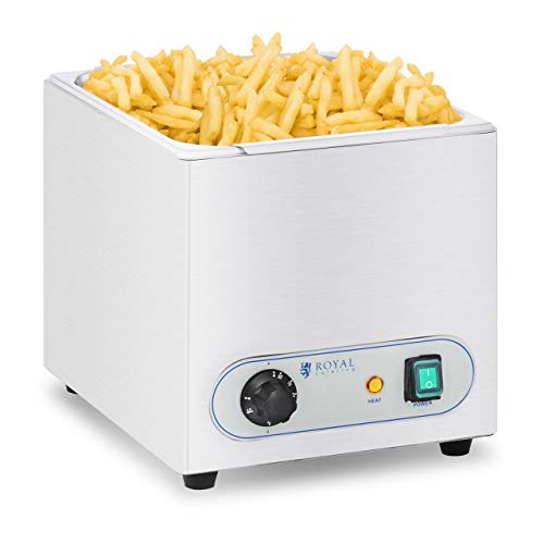 Royal Catering RCWG-1500-W Calentador de Patatas Fritas para Hostelería (350 Watt, Rango de temperatura 30-90 °C, Acero inoxidable, Termostato)