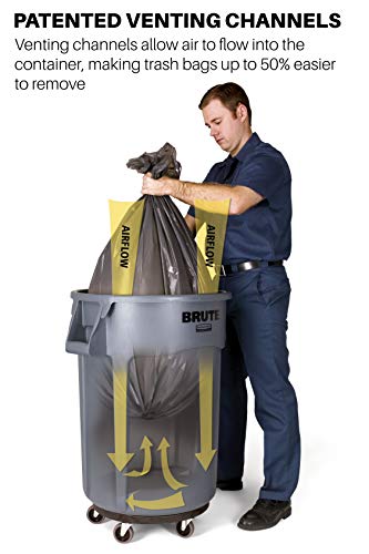 Rubbermaid Brute FG262000 - Contenedor con canales de ventilación, capacidad de 75.7 l, amarillo