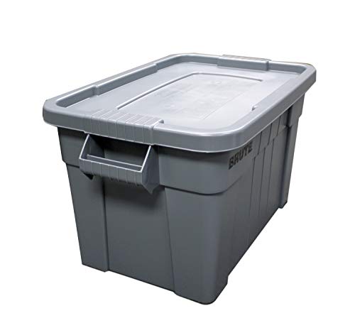 Rubbermaid Commercial Products Brute Tote - Caja de almacenamiento con tapa, capacidad de 75.5 litros, gris