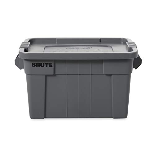 Rubbermaid Commercial Products Brute Tote - Caja de almacenamiento con tapa, capacidad de 75.5 litros, gris