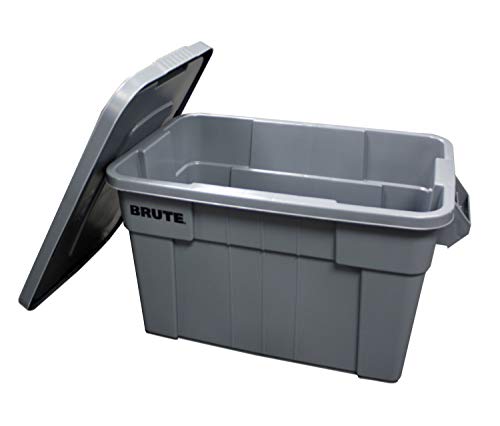 Rubbermaid Commercial Products Brute Tote - Caja de almacenamiento con tapa, capacidad de 75.5 litros, gris