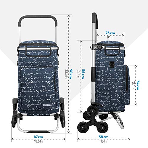 Rubberneck Carrito de la Compra Plegable con Compartimento de Refrigeración y Asa Ajustable, Azúl