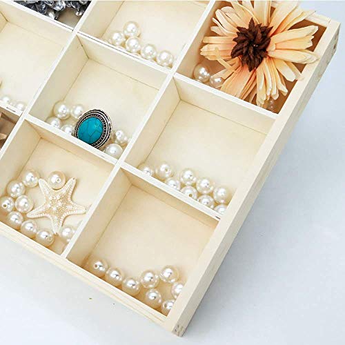 RUBY-Organizador Caja de almacenamineto Madera para joyerias Anillos Pulsera Collar Pendientes Caja de Madera Almacenamiento de Joyas con (12 Compartimentos)