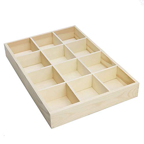 RUBY-Organizador Caja de almacenamineto Madera para joyerias Anillos Pulsera Collar Pendientes Caja de Madera Almacenamiento de Joyas con (12 Compartimentos)