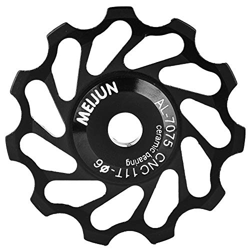 Rueda de Guía de Bicicleta,1 Par Rodamiento de Cerámica de Bicicleta Transmisión Trasera 11T / 13T Rodillo de Guía de polea de Bicicleta de Montaña de Carretera Negro/Oro(11T-Negro)