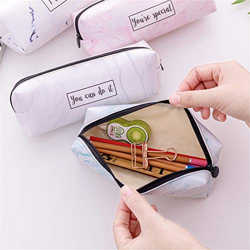 Ruikey Bolsa Para Lápices Mármol Estuche Escolar Creativa de Gran Capacidad Cartera Bolsa de Cosméticos Conveniente Para los Estudiantes Jóvenes(you're special)