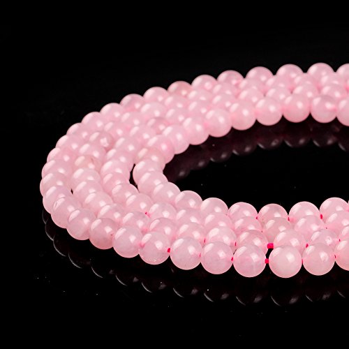 ruilong Loose redondo cuarzo rosa 15,5 "rosa piedra natural perlas para joyería hacer de 2/3/4/6/8/10/12 mm, rosa, 8 mm