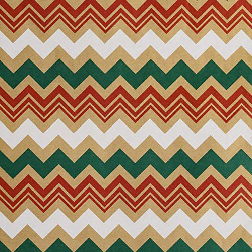 RUSPEPA Hoja De Papel De Regalo Navideño - Doblado Plano, Sin Enrollar, Papel De Regalo Navideño - 76 cm X 3 m - Rayas Chevron