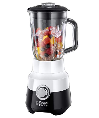 Russell Hobbs Horizon - Batidora de Vaso (Jarra Cristal, Batidora Smoothies, 650W, Inox, Blanco y Negro) -ref. 24721-56