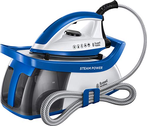 Russell Hobbs Steam Power - Centro de Planchado (2600 W, Suela Cerámica, Depósito 1,3l, Antical, Azul) - ref. 24430-56