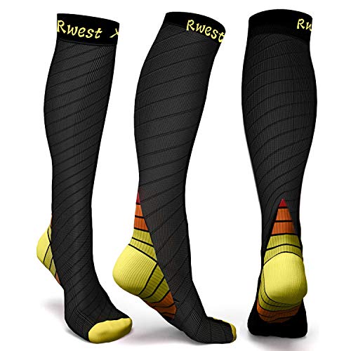 Rwest X Calcetines de compresión Medias de compresión para Hombres y Mujeres, Deporte, Trotar, Correr, Volar, Viajar, varicosas，Embarazo y médicos, Aumentar la circulación sanguínea, la regeneración…