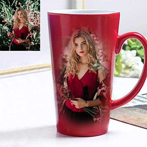 RYTUUFKJGS Taza Mágica Que Cambia De Color Foto Personalizada Taza De Café Sensible Al Calor Debe Taza De Cerámica(Rojo 15.3 * 6.3 * 8.8 CM/6.02 * 2.48 * 3.46 IN)