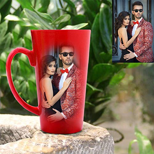 RYTUUFKJGS Taza Mágica Que Cambia De Color Foto Personalizada Taza De Café Sensible Al Calor Debe Taza De Cerámica(Rojo 15.3 * 6.3 * 8.8 CM/6.02 * 2.48 * 3.46 IN)