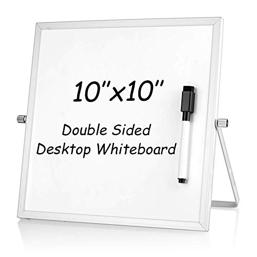 S SIENOC 10"x10" Pizarras blancas whiteboard Tablero blanco de borrado en seco Mini caballete Reversible Bloc de notas para la oficina en casa 25x25cm