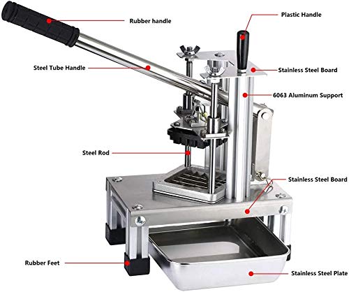 S SMAUTOP Cortador de Patatas Fritas, Cortadora Comercial de Frutas y Verduras con 3 Hojas de Acero Inoxidable de 1/4"1/2" 3/8" y Pies Antideslizantes, Patatas, Zanahorias, pepinos