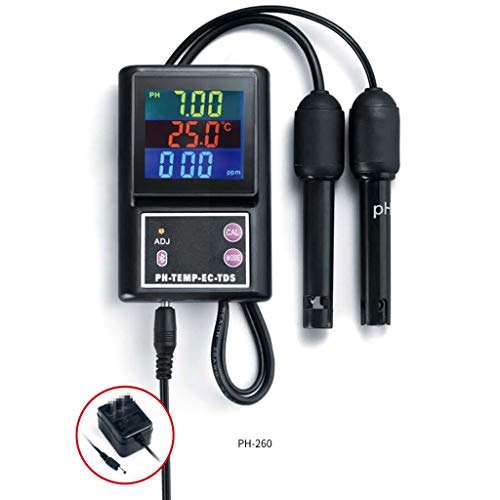 S-TROUBLE Medidor de Temperatura EC TDS de pH 4 en 1, analizador de Calidad del Agua, Monitor en línea para acuarios, estanques, Agricultura, horticultura, hidropónico