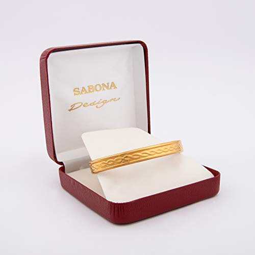 Sabona Gold Plated Copper Bracelet for Men and Women - Arthritis pain reliever effect - Tudor (XL)