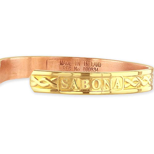 Sabona Gold Plated Copper Bracelet for Men and Women - Arthritis pain reliever effect - Tudor (XL)