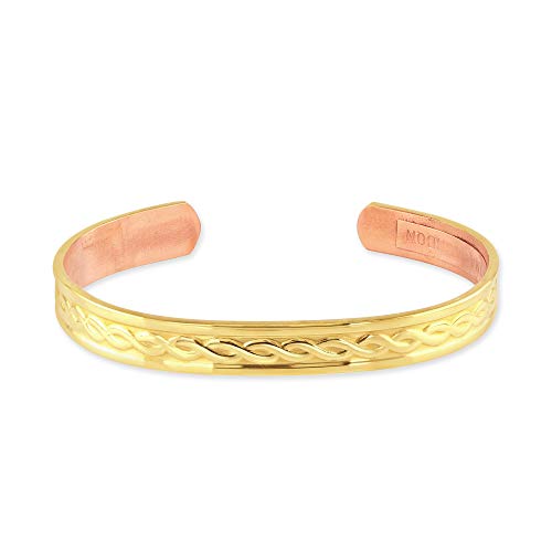 Sabona Gold Plated Copper Bracelet for Men and Women - Arthritis pain reliever effect - Tudor (XL)