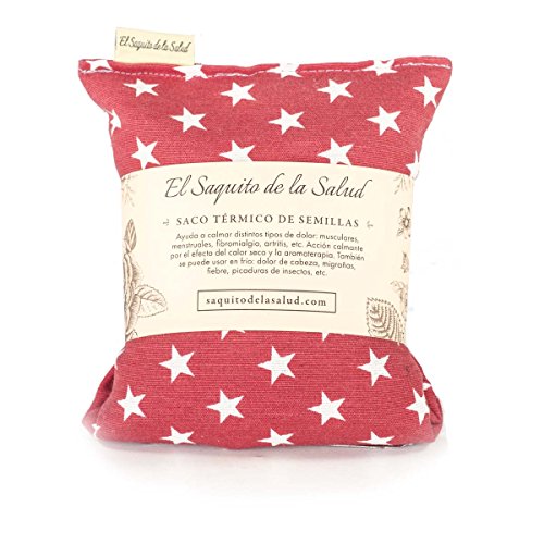 Saco Térmico de Semillas Aroma Lavanda, Azahar o Romero Tejido Rojo con Estrellas (Azahar, 23 cm)