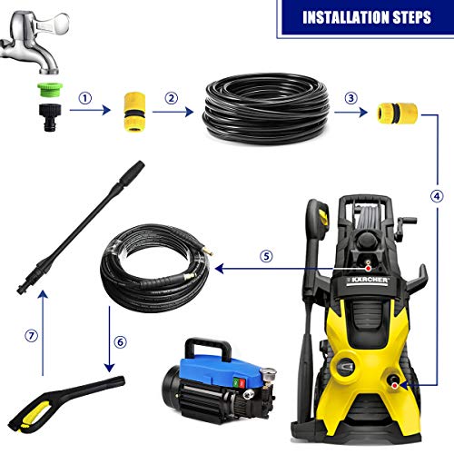 SAFETYON Boquilla de Arandela Alta Presión, Lanza de Karcher, Wash Giratoria Boquilla de Lavar Jet Lance Turbo Clean para Karcher K1-k7 (150Bar)