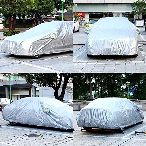 Sailnovo Funda para Coche Exterior Plata Impermeable Universal Resistente al Sol, Polvo, Viento, Lluvia, Nieve y Rasguño (530 x 200 x 150cm)