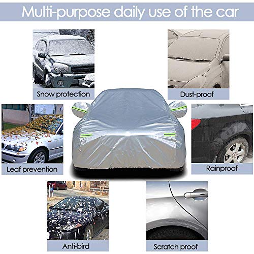 Sailnovo Funda para Coche Exterior Plata Impermeable Universal Resistente al Sol, Polvo, Viento, Lluvia, Nieve y Rasguño (530 x 200 x 150cm)