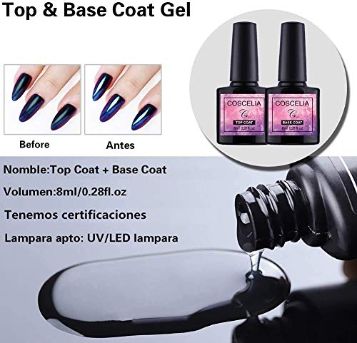 Saint-Acior Kit Uñas Semipermanente10PCS Esmalte en Gel Soak off 8ml 36W UV/LED Lámpara Secador de Uñas Top Coat Base Coat Kit para Manicura Pedicura