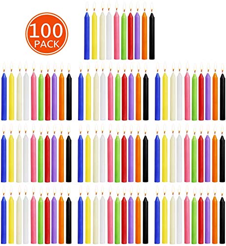 SaiXuan Velas 100 Colores Surtidos de hechizos Velas sin Goteo pequeño para Chimes, Magia, Congregación, vigilia con Velas, rituales, Decoración de Fiesta (10 Colores) 4 Pulgadas de Alto