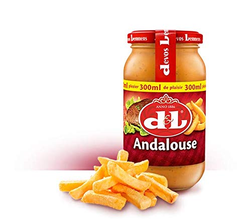 Salsa Andalouse Devos & Lemmens - Botella de 300ml x 1 - Perfecta para ensaladas, pescados fríos y platos de carne y por supuesto papas fritas - Recipiente reciclable