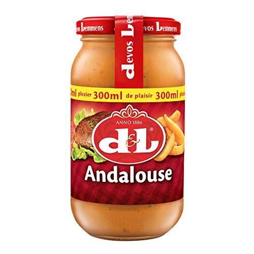 Salsa Andalouse Devos & Lemmens - Botella de 300ml x 1 - Perfecta para ensaladas, pescados fríos y platos de carne y por supuesto papas fritas - Recipiente reciclable