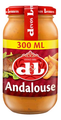 Salsa Andalouse Devos & Lemmens - Botella de 300ml x 1 - Perfecta para ensaladas, pescados fríos y platos de carne y por supuesto papas fritas - Recipiente reciclable