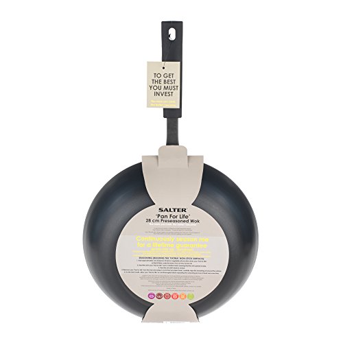 Salter - Sartén Duradera de Acero al Carbono, Acero al Carbono, Negro, 28 cm Wok