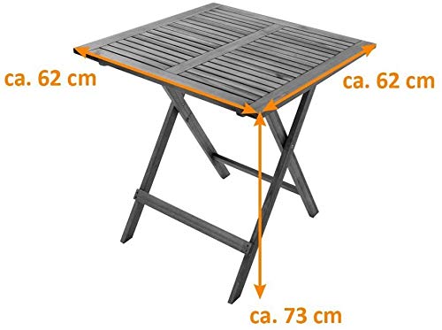 SAM Mesa de Madera Plegable, 62 x 62 cm, Ideal para jardín y balcón Acacia, marrón, Balkontisch 62x62 Camelia