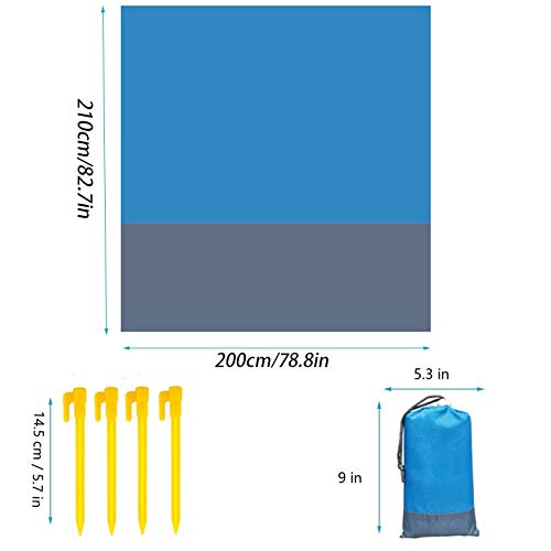 SAMAU Alfombras de Playa 210 x 200 cm,Manta Picnic Impermeable Lavable Esterilla Playa con 4 Clavos Fijos,para Camping, Parque, Barbacoa, Yoga, Senderismo, Viajes