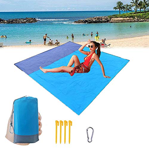 SAMAU Alfombras de Playa 210 x 200 cm,Manta Picnic Impermeable Lavable Esterilla Playa con 4 Clavos Fijos,para Camping, Parque, Barbacoa, Yoga, Senderismo, Viajes