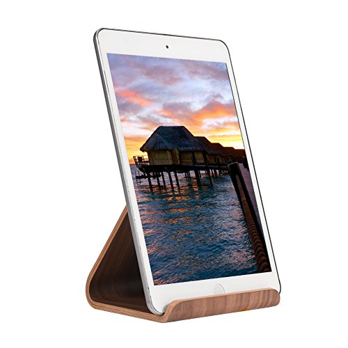 SAMDI Soporte de Madera para iPad, Universal Madera Tablet PC Soporte de teléfono Soporte para Apple iPad Mini Air 2 3 4 iPhone 6 Samsung 10.1 Galaxy S5 S4 Lenovo LG Google Nexus Pad (Nogal Negro)