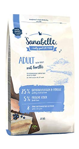 Sanabelle Adult | Con Aves de corral frescas y trucha fresca | Comida seca para gatos adultos de todas las razas | sin gluten | 1 x 2 kg