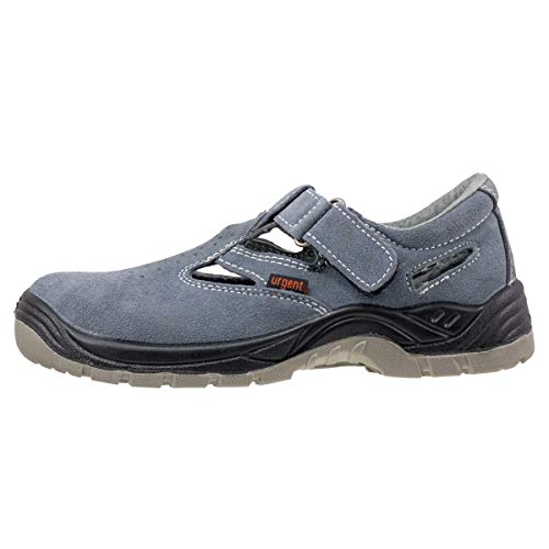 Sandalias de seguridad muy ligeras, color gris, antiestáticas, con puntera de acero 302S1, UK6.5 - EU40, gris, 140