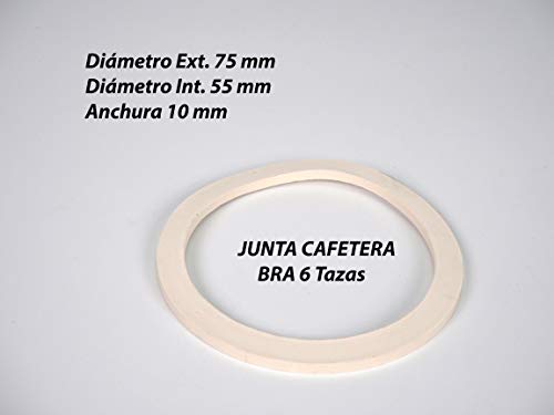 Sanfor Junta Goma Plana para Cafetera Bra exprés 6 Tazas Paquete 2 Unidades | Caucho | Blanco | 7,2 x 7,2 x 1 cm