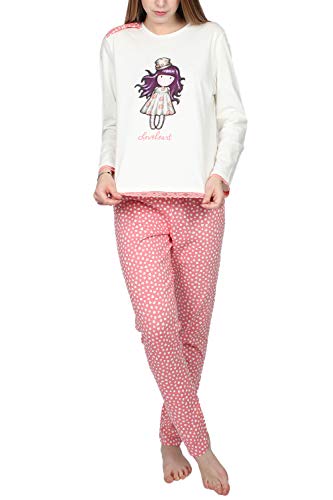 Santoro Pijama Manga Larga Love Heart para Mujer, Color Crudo, Talla M