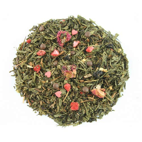 SAO PAOLO Gourmet 100gr. Té verde sencha,Té de jazmín, catuaba, guaraná, grosella, gotas de chocolate, fresa, rosa, aroma.