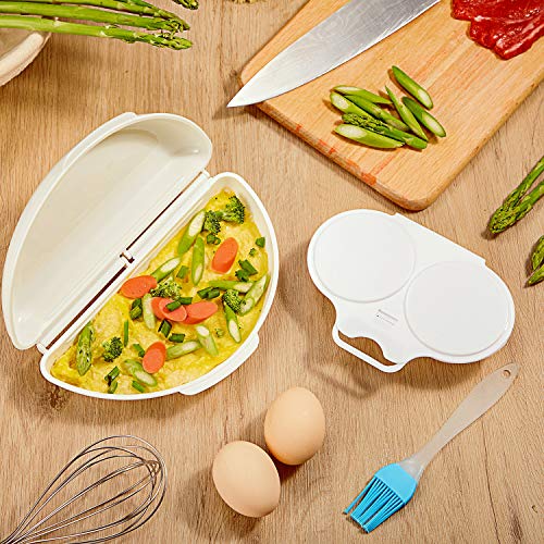 Sartén de Tortillas y Escalfador de Huevos para Microondas, Fabricante de Tortilla de Huevo Escalfador Huevo Utensilios de Cocina para Microondas Huevo Fácil, Aptos para Lavavajilla Antiadherente