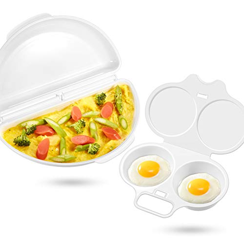 Sartén de Tortillas y Escalfador de Huevos para Microondas, Fabricante de Tortilla de Huevo Escalfador Huevo Utensilios de Cocina para Microondas Huevo Fácil, Aptos para Lavavajilla Antiadherente