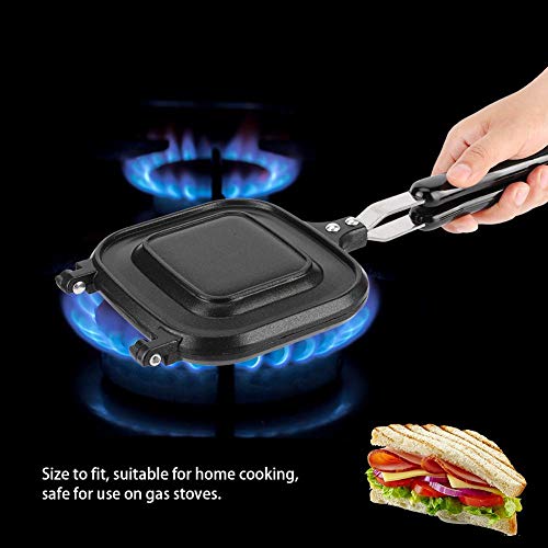 Sartén, sartén multifuncional de doble cara Sandwichera Tostadora Máquina de desayuno Sartén antiadherente para cocinar en casa Seguro para usar en estufas de gas (aluminio)