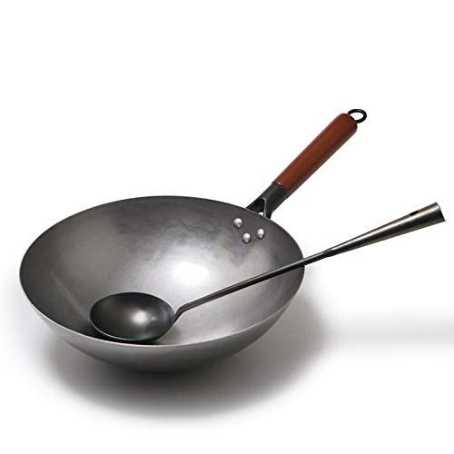 Sartén wok Wok tradicional hecha a mano de hierro wok antiadherente sartén anti-revestimiento de cocina de gas utensilios de cocina de alta calidad de los 36CM woks de hierro de China (Color : 30CM)