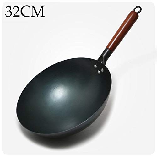 Sartén wok Wok tradicional hecha a mano de hierro wok antiadherente sartén anti-revestimiento de cocina de gas utensilios de cocina de alta calidad de los 36CM woks de hierro de China (Color : 30CM)