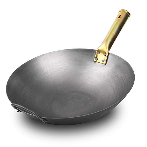 Sartén wok Woks alta calidad china tradicional hecha a mano Iron Wok Iron Wok Pan gas y utensilios de cocina cocina de inducción 32cm / 34cm / 36cm / 38cm (Color : Lid, Sheet Size : 32cm)