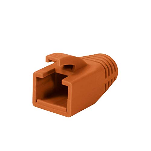 SatShop-FT - Conector de red modular RJ45 con alivio de tensión (cat. 7, cat. 6a, cat. 6, AWG23, 8 pines) RJ 45 chapado en oro naranja. 10x